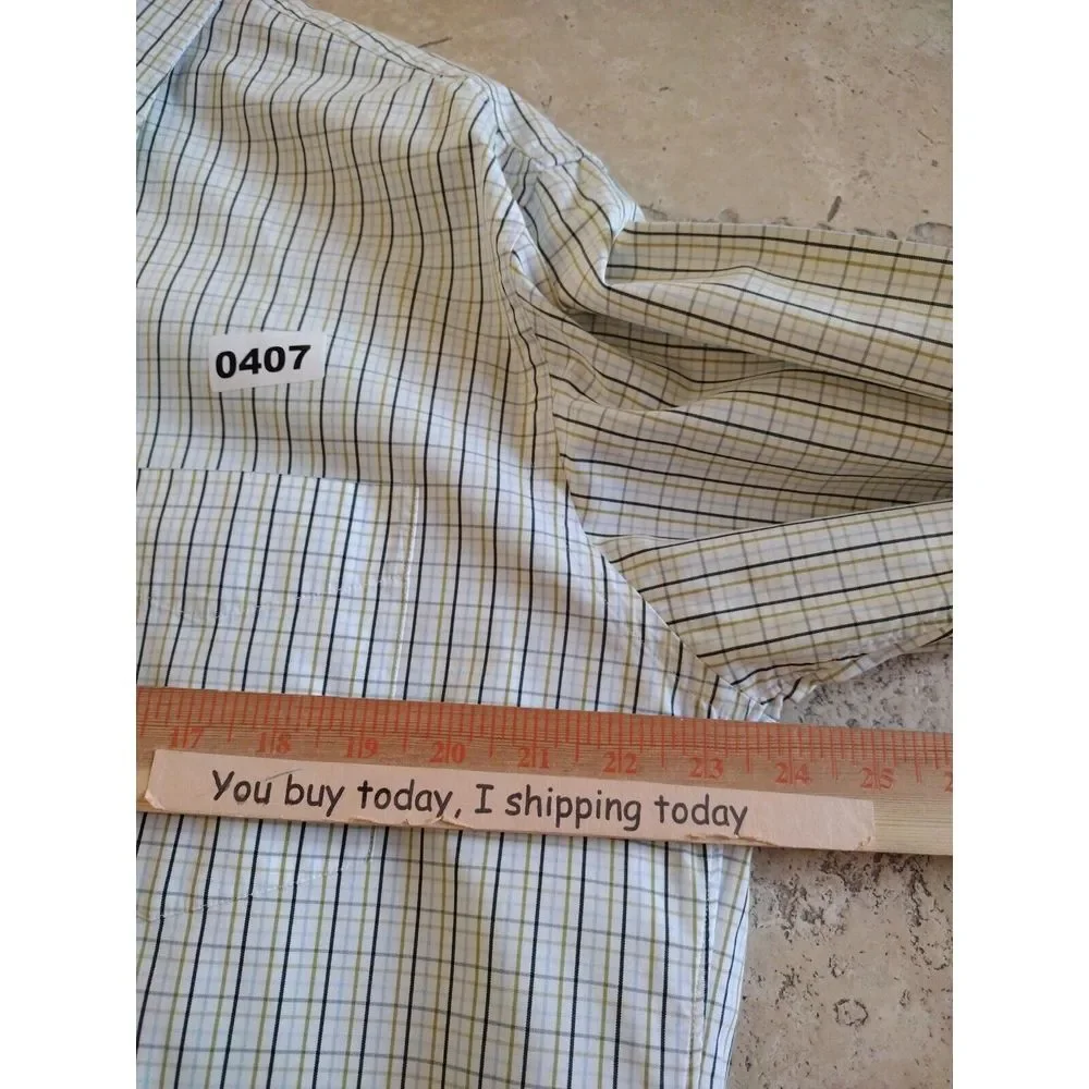 J. Crew Button-Up Shirt Men L Multicolor Plaid 80's‎ Two Ply Cotton Long Sleeve